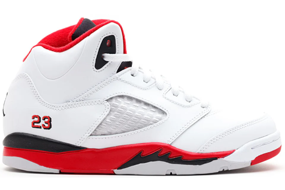 Jordan 5 white fire red best sale