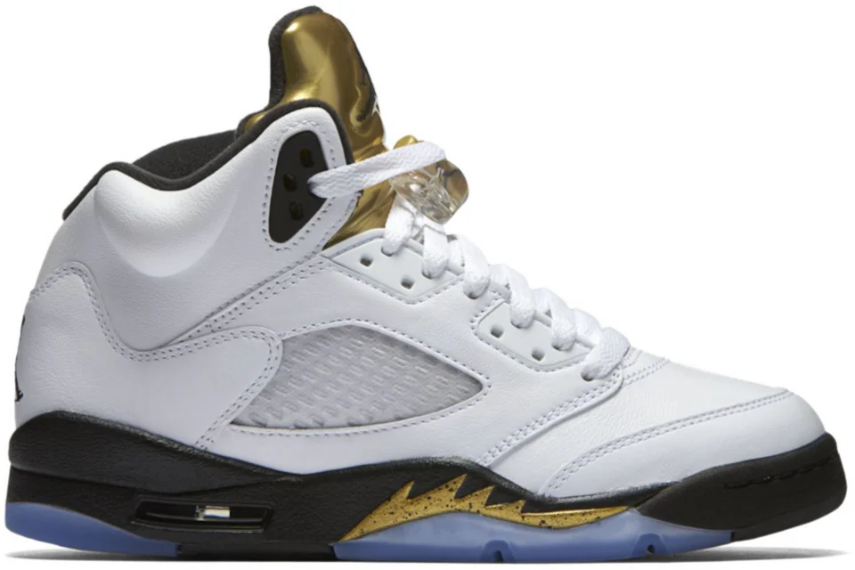Jordan retro 5 white black gold Clearance