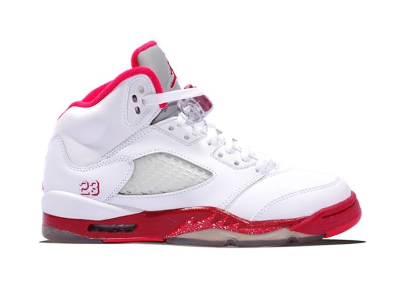 Jordan 5 store white and red