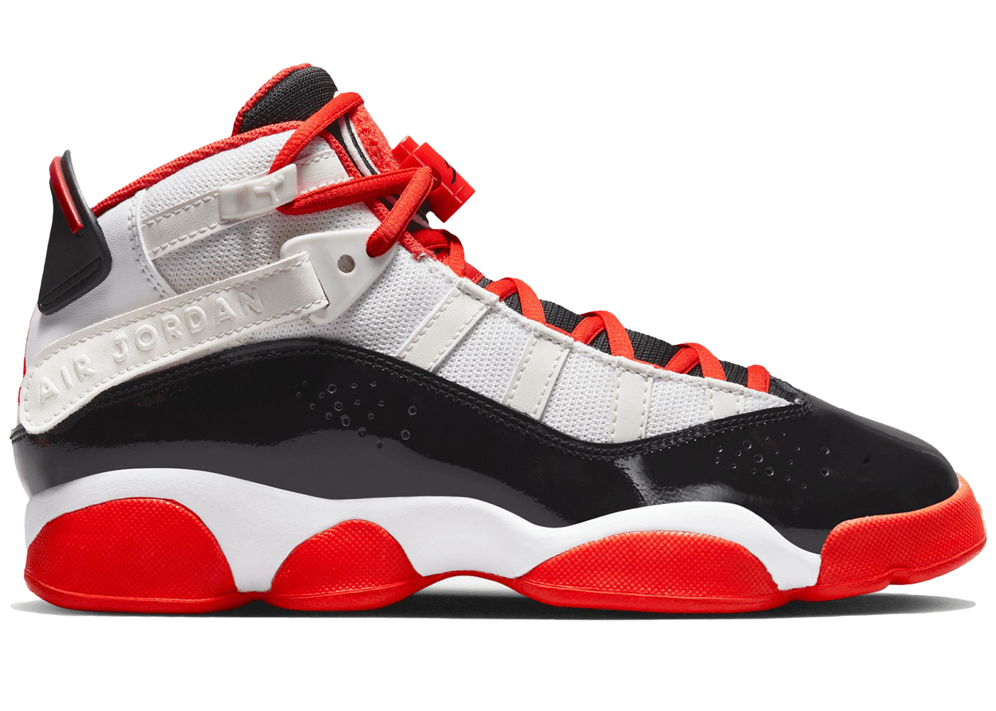 6 rings jordans 2024 red black white