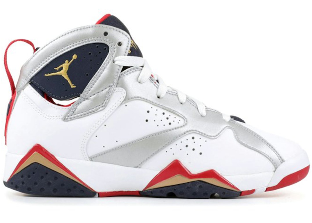 Pre-owned Jordan 7 Retro Olympic (2012) (gs) In White/metallic Gold-obsdn-tr Red