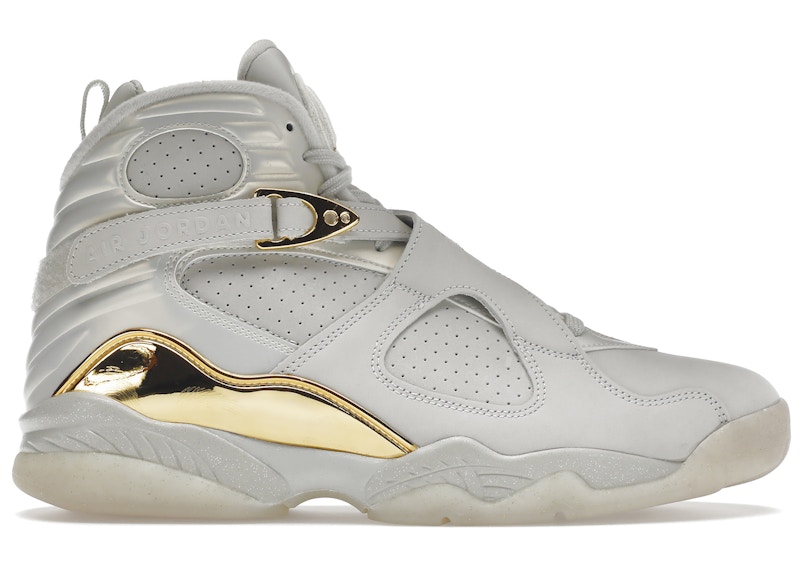 white and gold jordan 8