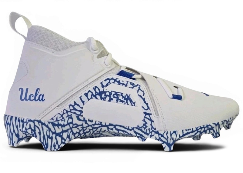 Jordan Alpha Menace Pro 3 UCLA PE Sneakers in White/Signal Blue