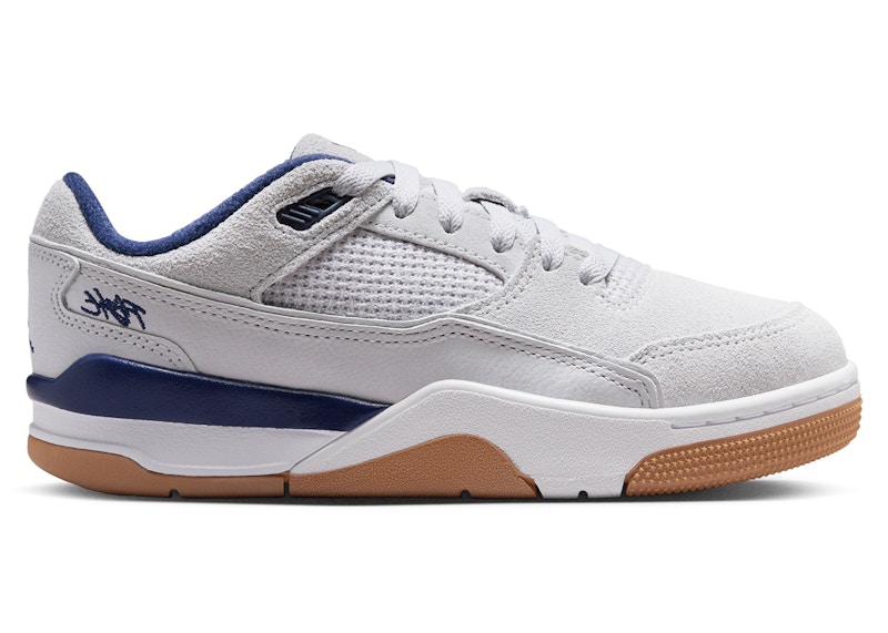 Pre-owned Jordan Flight Court Midnight Navy Sneakers In Neutral Grey/white/gum Light Brown In Multi