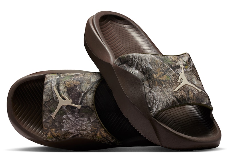 Pre-owned Jordan Men's  Franchise Slide Realtree Camo Sneakers In Medium Olive/baroque Brown/light Orewood Brow