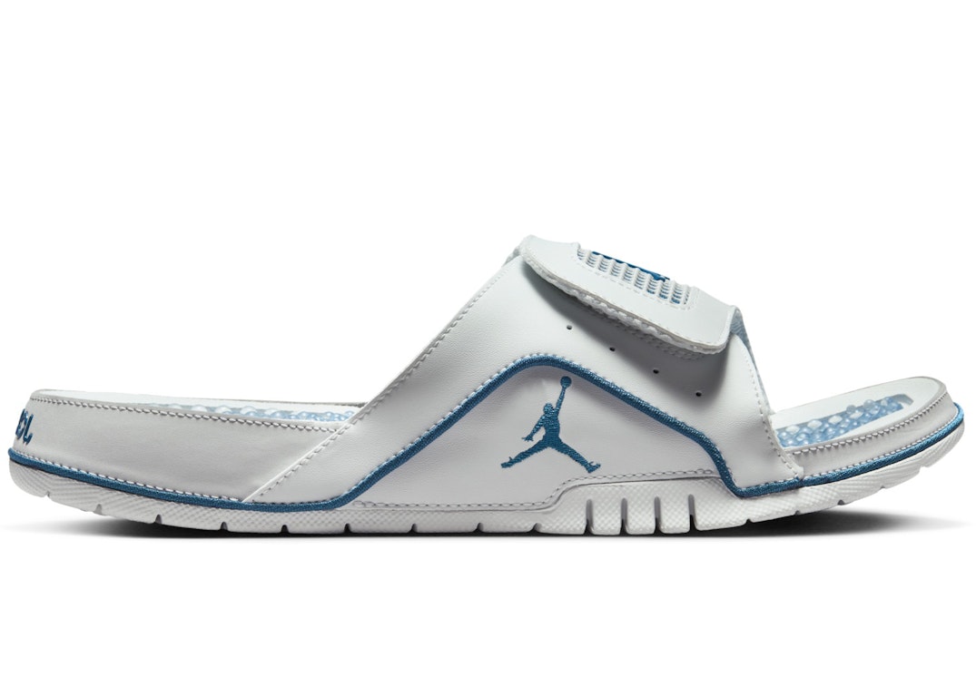 Pre-owned Jordan Hydro 4 Slide Military Blue In Off-white/neutral Grey/industrial Blue