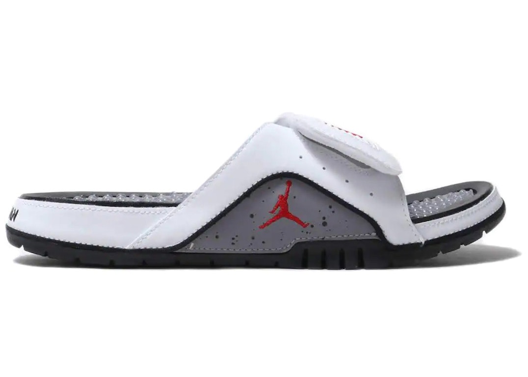 Pre-owned Jordan Hydro 4 Slide White Cement In White/fire Red-cement Grey-black