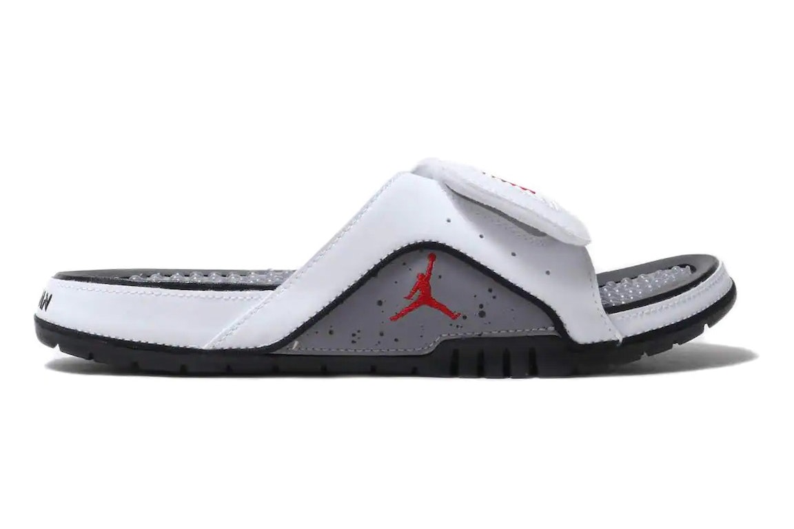 Pre-owned Jordan Hydro 4 Slide White Cement In White/fire Red-cement Grey-black