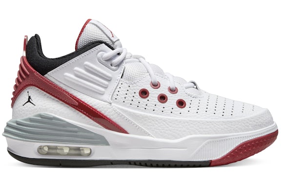 Jordan Max Aura 5 Blanco Varsity Rojo Lobo Gris Negro (GS)