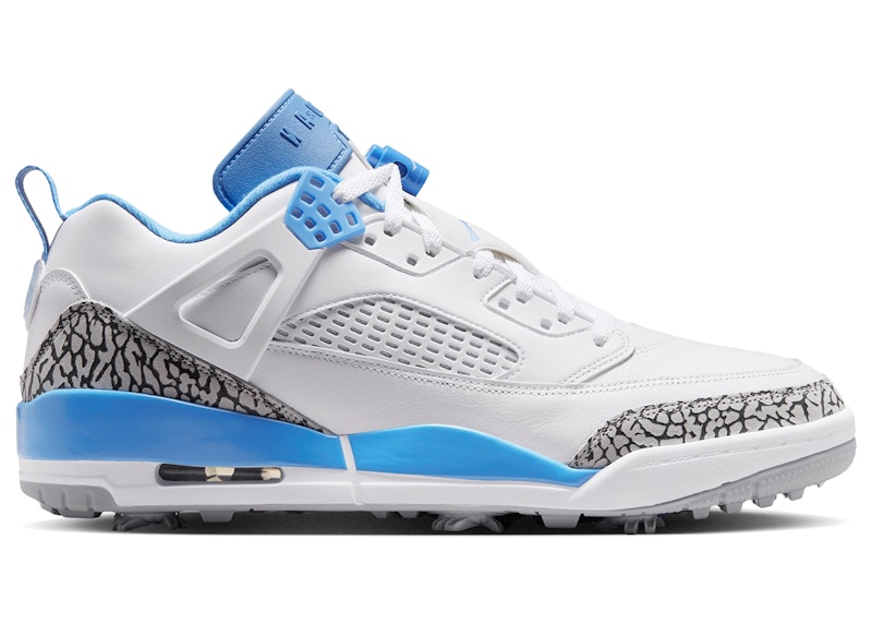 Men's Jordan Spizike Golf UNC Sneakers in White/Wolf Grey/University Blue