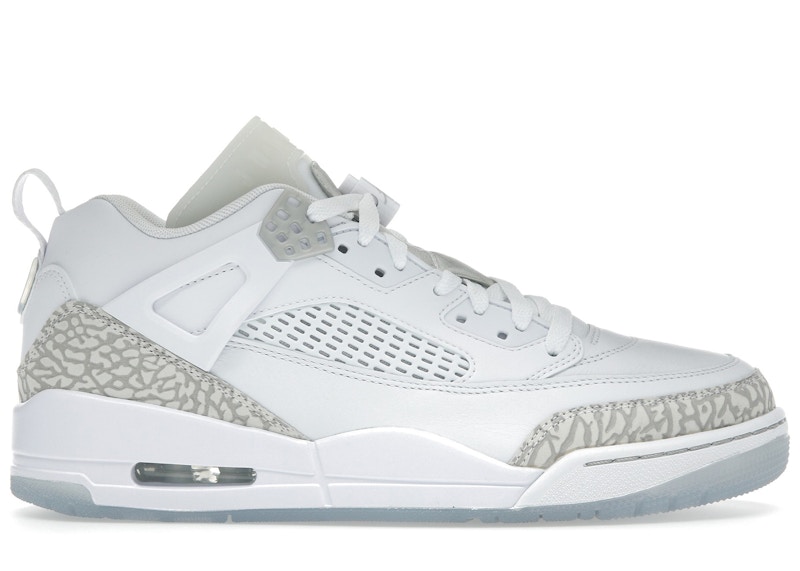 Pre-owned Jordan Men's Spizike Low Neutral Grey Sneakers In White/metallic Silver/barely Blue