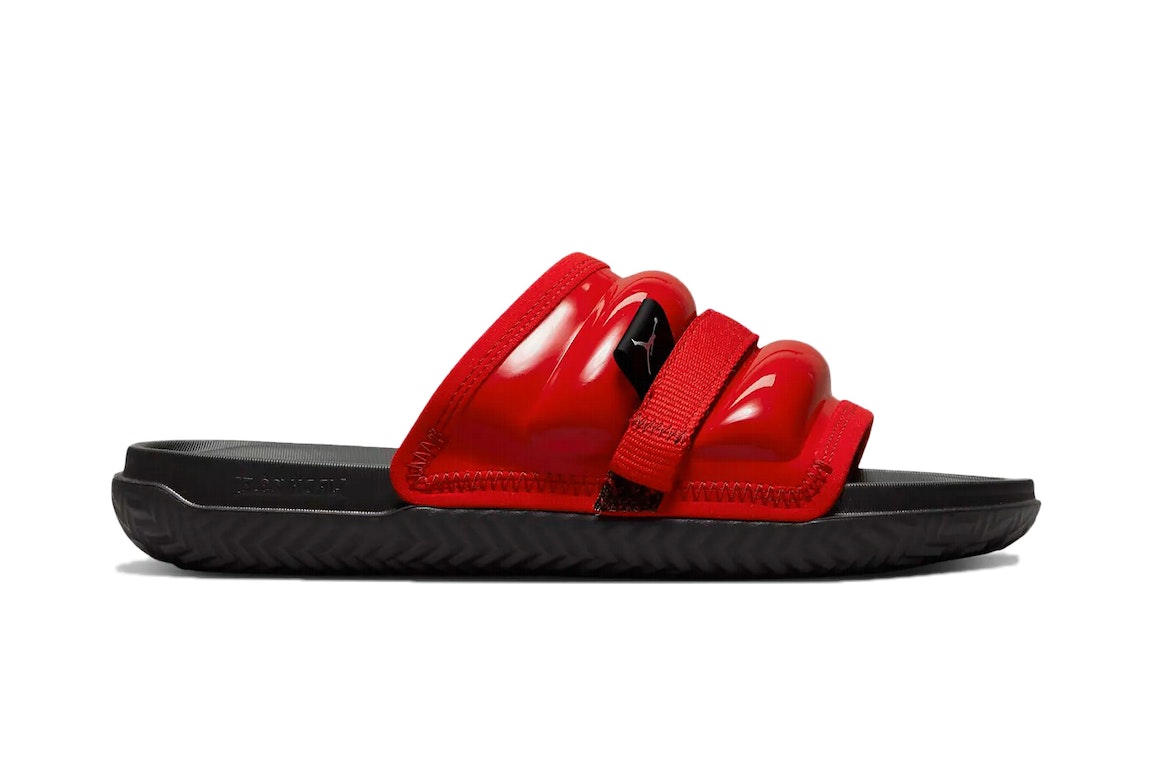 Pre-owned Jordan Super Play Slides Patent Red In University Red/white/pomegranate