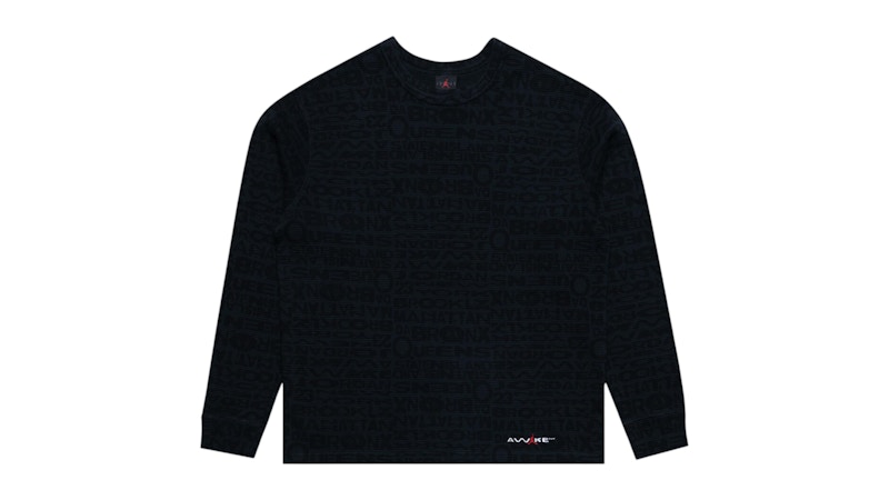 Pre-owned Jordan Men's X Awake Ny Thermal Shirt In Black/university Red In Multi
