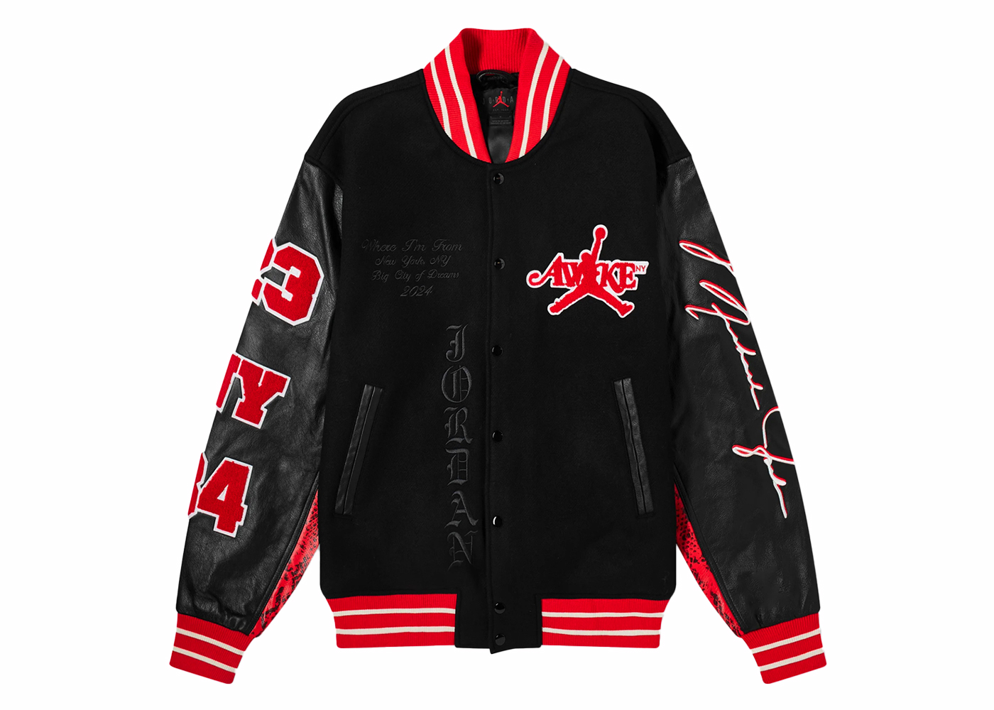 Air Jordan x Awake NY Varsity Jacket University Red/Black Men's 