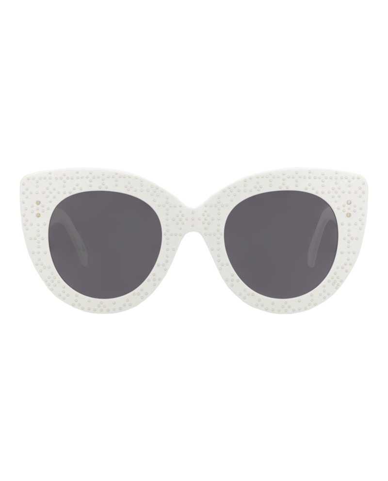 Pre-owned Alaïa Women's Alaia Cat Eyeframe Acetate Sunglasses In White White Grey (aa0042s/30008459/002)