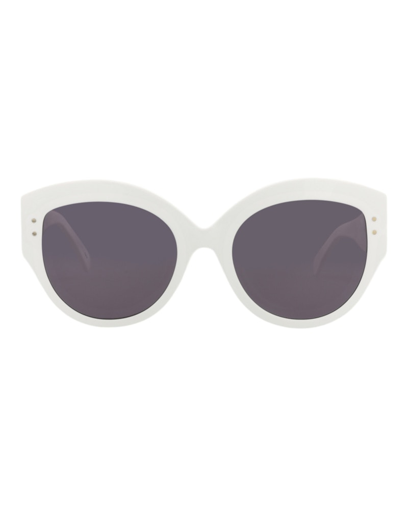 Pre-owned Alaïa Women's Alaia Roundframe Acetate Sunglasses In White White Grey (aa0040s/30008456/002)