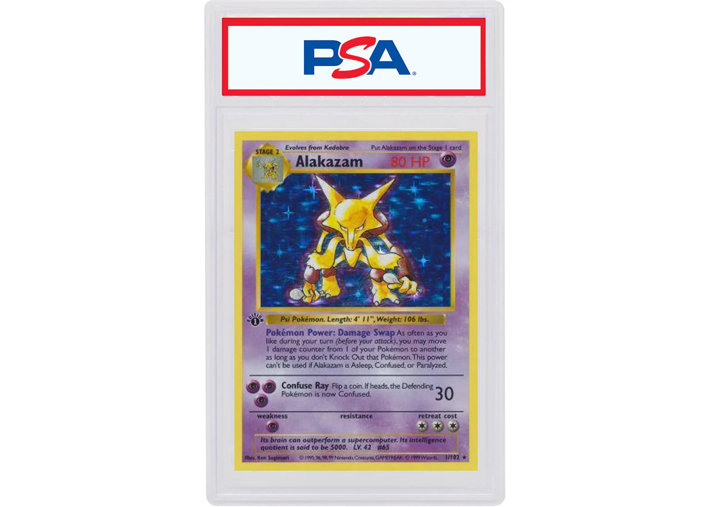 Alakazam-Holo 1999 Pokemon TCG Base Set 1st Edition #1/102 (PSA or BGS Graded) - 1999 - US Alakazam-Holo 1999 Pokemon TCG Base Set 1st Edition #1/102 (PSA or BGS Graded) - 1999 - US