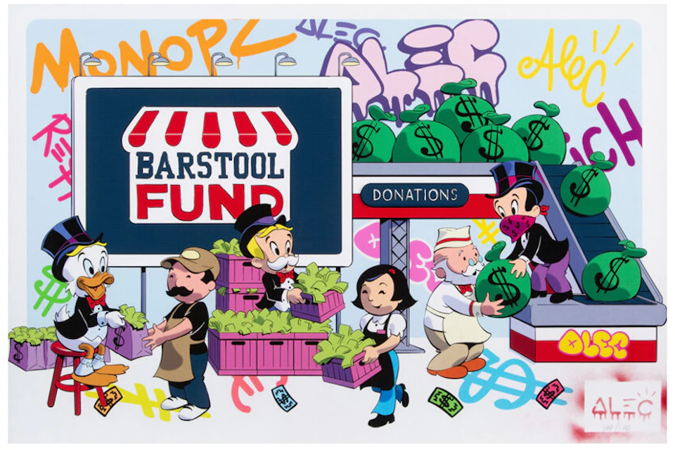 Alec Monopoly Monopz Saves Small Biz Barstool Fund Print (Stencil Signed, Edition of 1000)