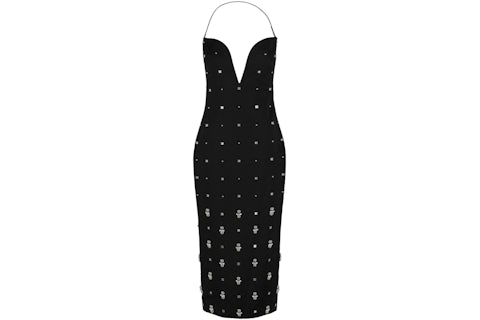 Alexander McQueen 4G Embellished Silk Midi Dress Black - US Alexander McQueen 4G Embellished Silk Midi Dress Black - US