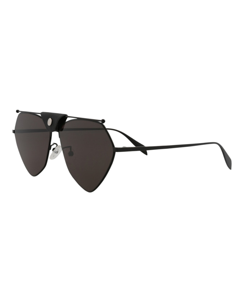 Pre-owned Mcq By Alexander Mcqueen Alexander Mcqueen Aviator Sunglasses In Black Black Grey (am0317s/30010841/001)