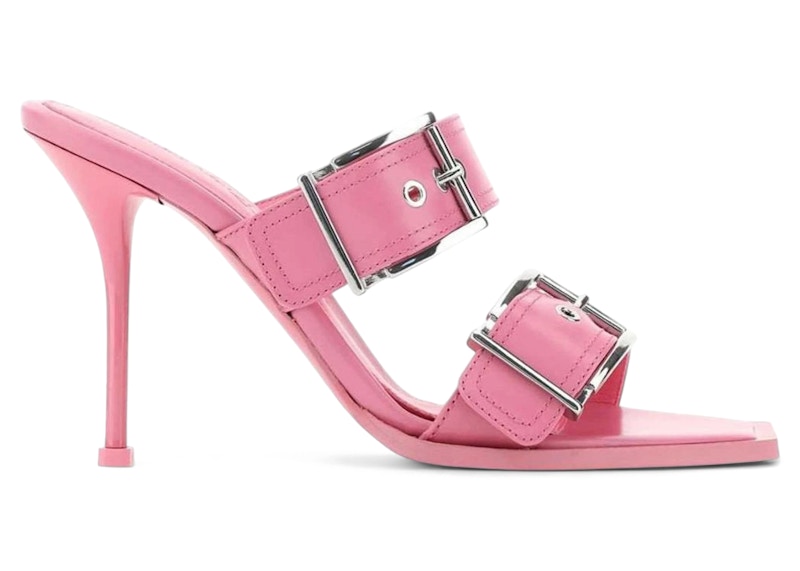Alexander McQueen Buckles Leather Heel 10cm Sandals Pink