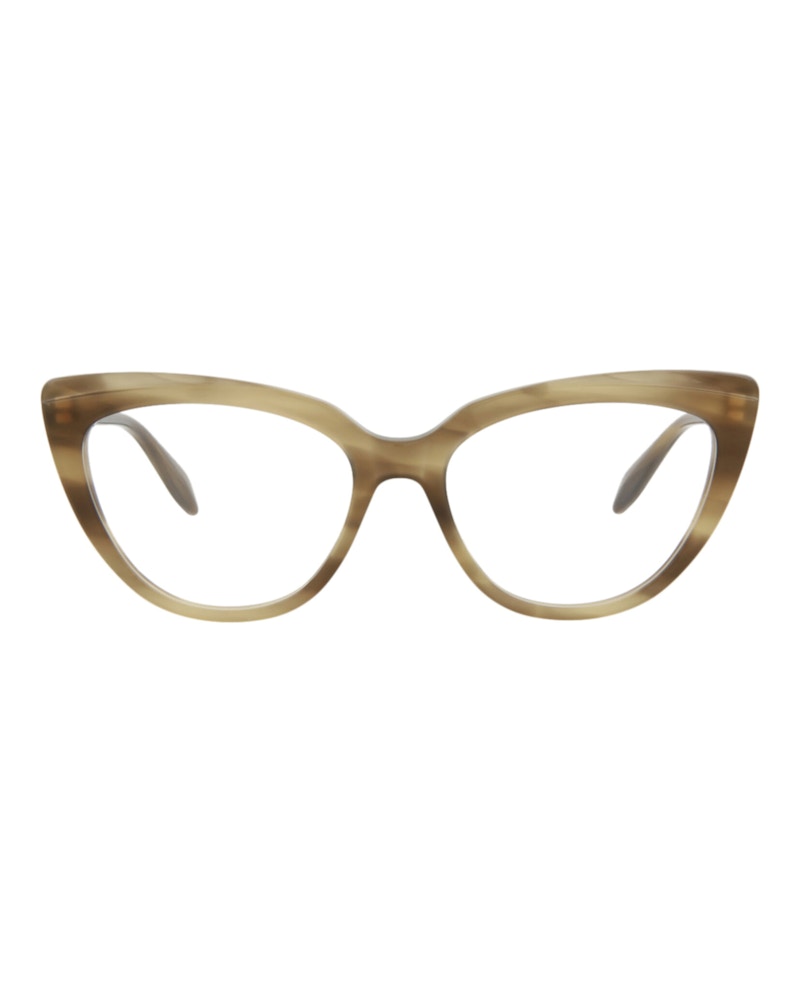 Pre-owned Alexander Mcqueen Women's  Cat Eyeframe Acetate Optical Frames In Havana Havana Transparent (am0253o/