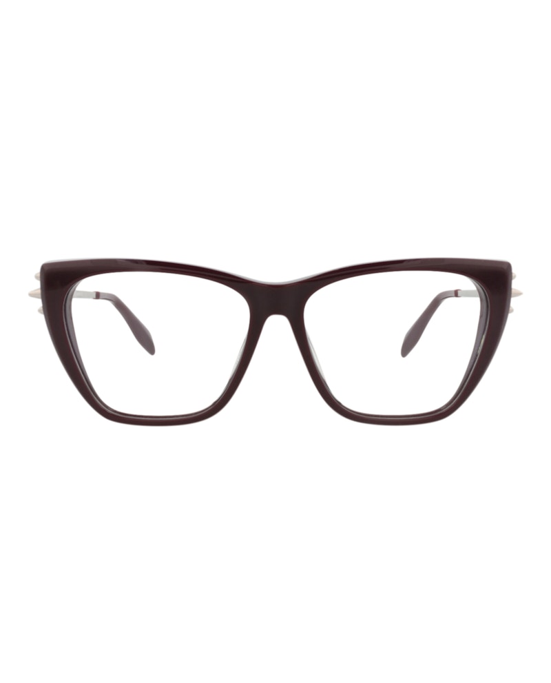 Pre-owned Alexander Mcqueen Women's  Cat Eyeframe Acetate Optical Frames In Violet Silver (am0341o/30011489/003