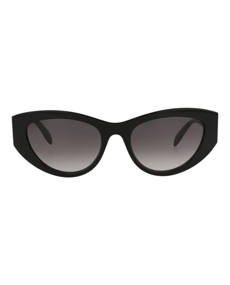 Pre-owned Alexander Mcqueen Women's Cat Eyeframe Acetate Sunglasses In Black Black Grey (am0377s/30013626/001)