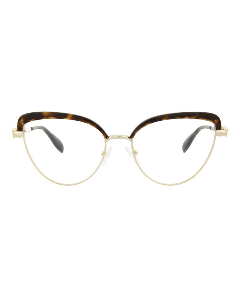 Pre-owned Alexander Mcqueen Women's  Cat Eyeframe Metal Optical Frames In Gold Gold Transparent (am0259o/300086
