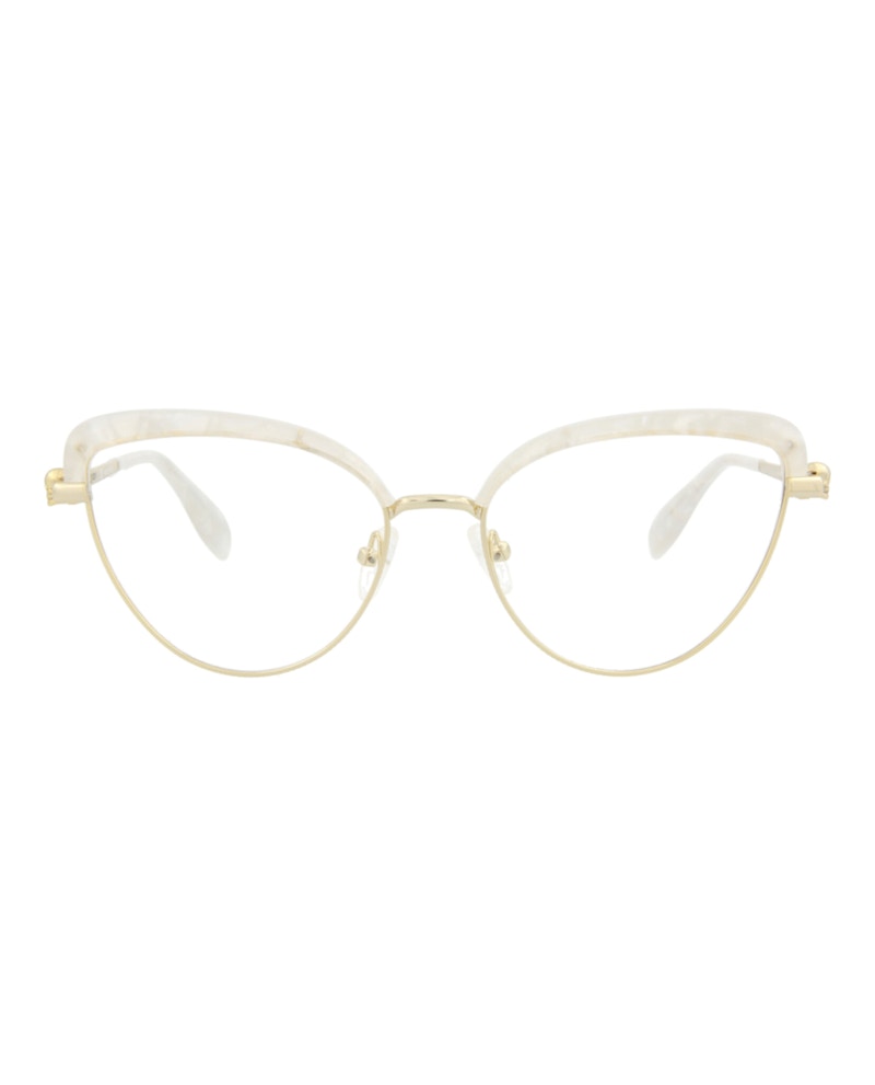 Pre-owned Alexander Mcqueen Women's Cat Eyeframe Metal Optical Frames In Gold Gold Transparent (am0259o/300086