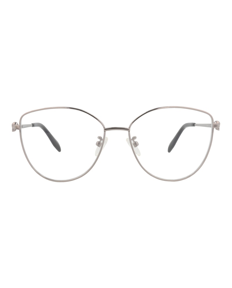 Alexander McQueen Cat Eye-Frame Metal Optical Frames Ruthenium Ruthenium Transparent (AM0320O-30010862-001)