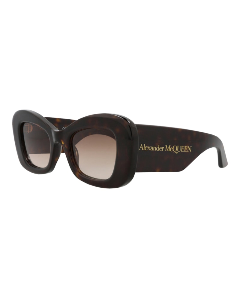Pre-owned Alexander Mcqueen Women's Cat Eyeframe Recycled Acetate Sunglasses In Havana Havana Brown (am0434s/3