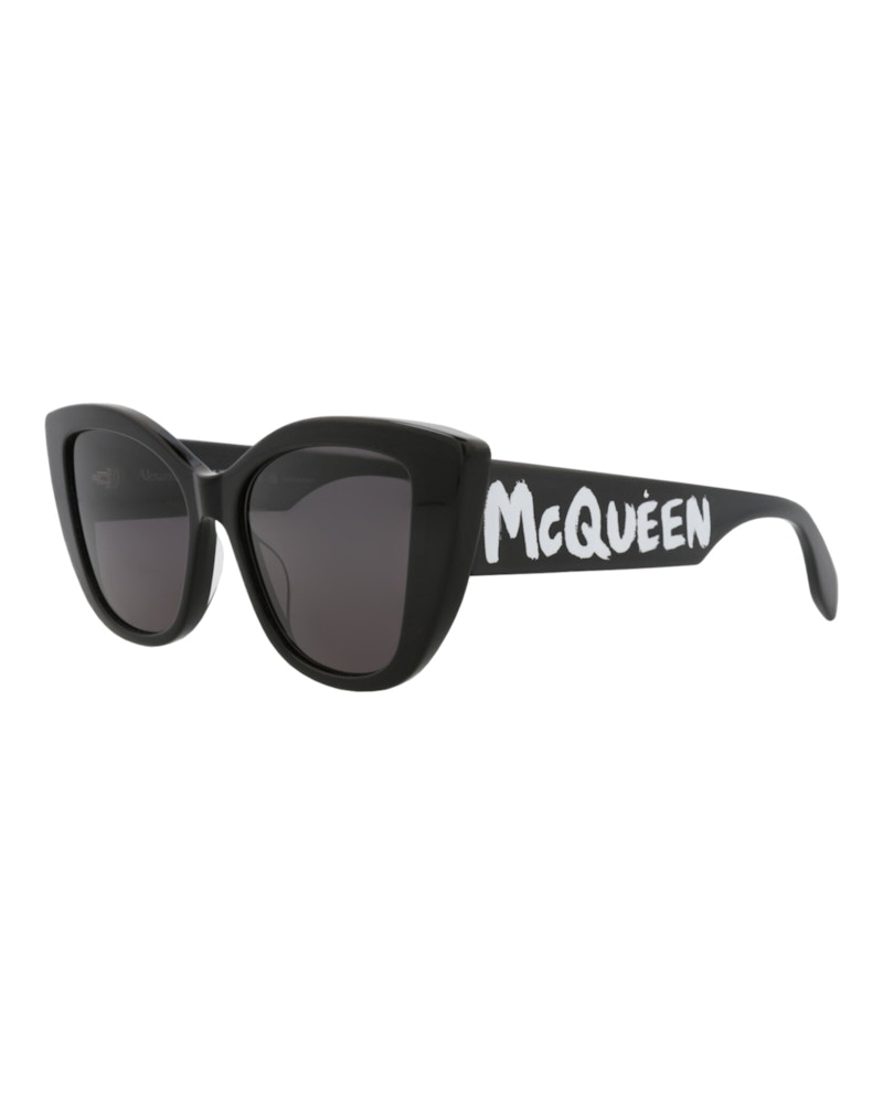 Pre-owned Mcq By Alexander Mcqueen Women's Mcq Alexander Mcqueen Alexander Mcqueen Cat Eye Sunglasses In Black Black Grey (am0347s/3001