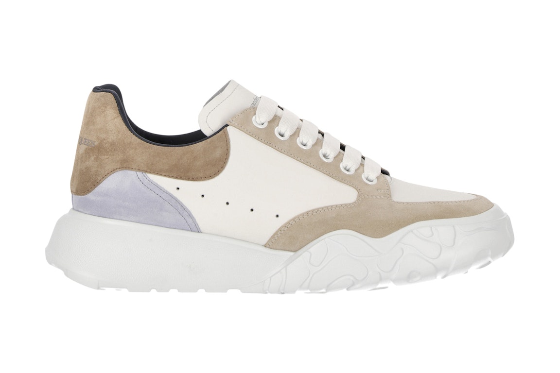 Pre-owned Alexander Mcqueen Court Trainers White Beige Lavender In White/beige/lavender