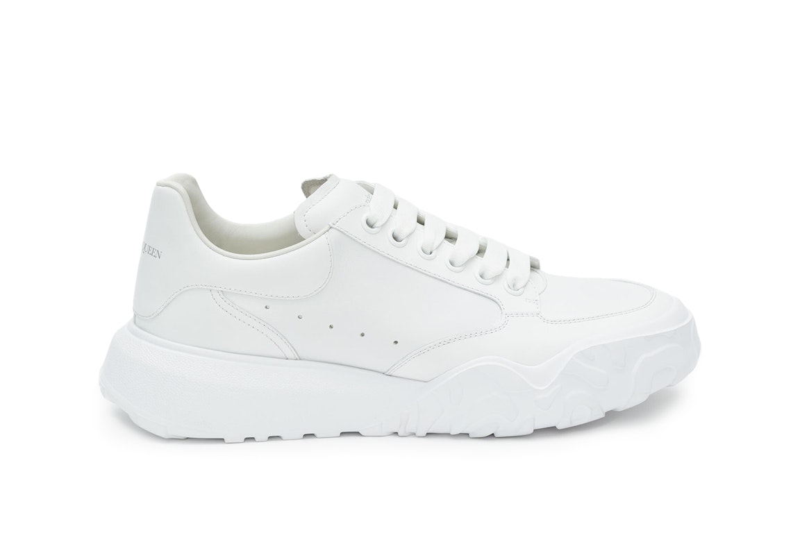 Pre-owned Alexander Mcqueen Court Trainers White Leather In White/white