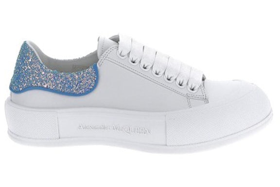 Alexander McQueen Deck Plimsol White Blue Glitter (Women's)