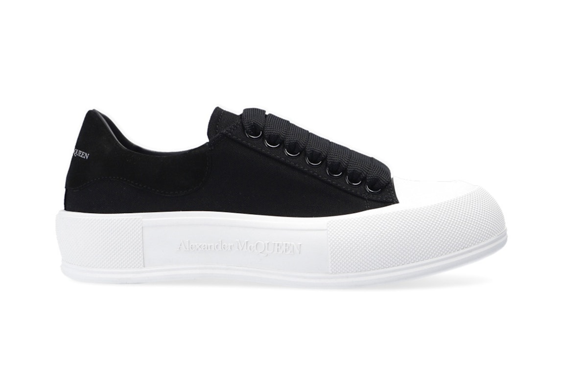 Pre-owned Alexander Mcqueen Deck Skate Plimsoll Lace-up Black White (women's) In Black/black/white