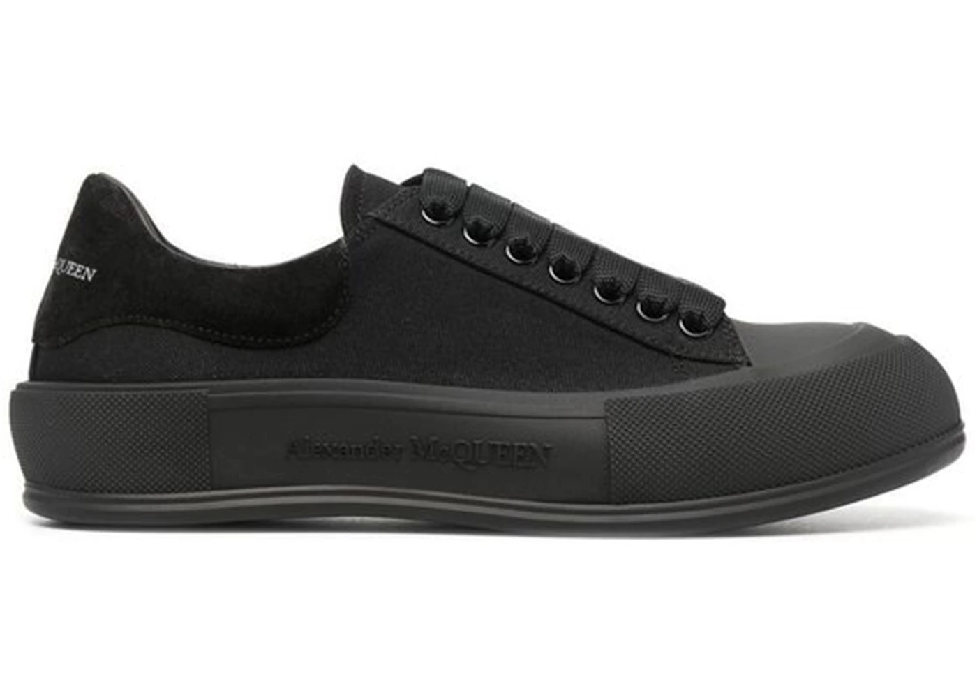 Alexander Mcqueen Deck Skate Plimsoll Lace Up Triple Black 654594w4mv71000 Alexander Mcqueen Deck Skate Plimsoll Lace Up Triple Black 654594w4mv71000