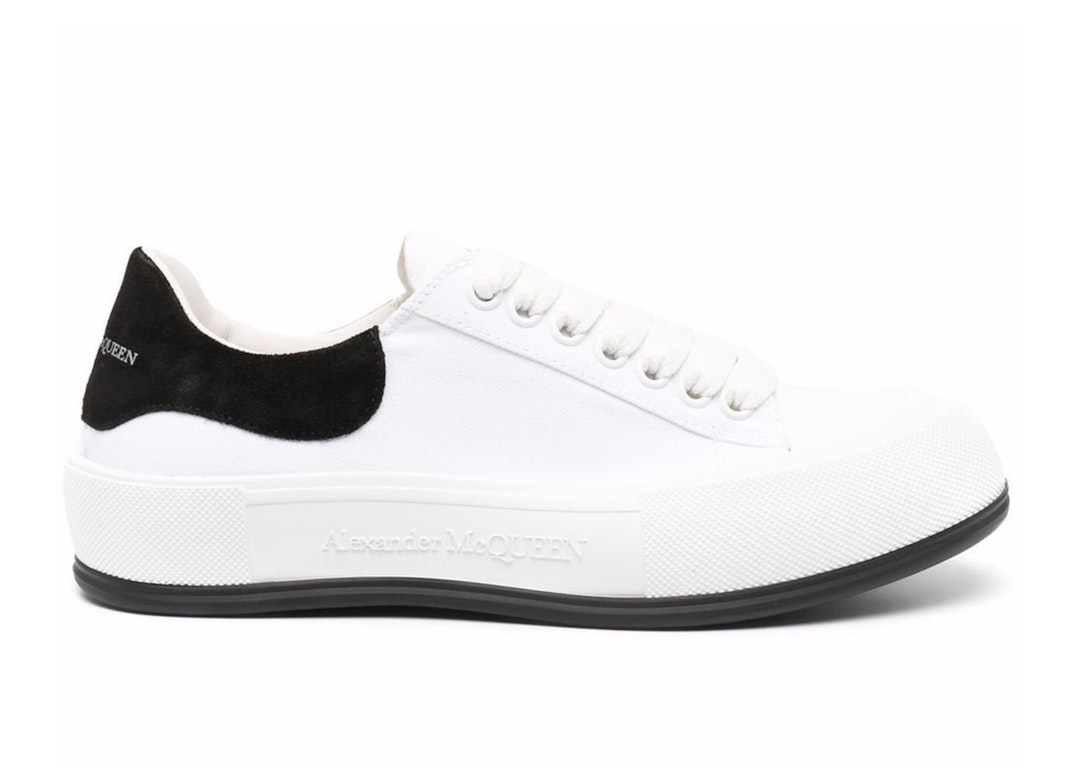 Pre-owned Alexander Mcqueen Deck Skate Plimsoll Lace-up White Black In White/black