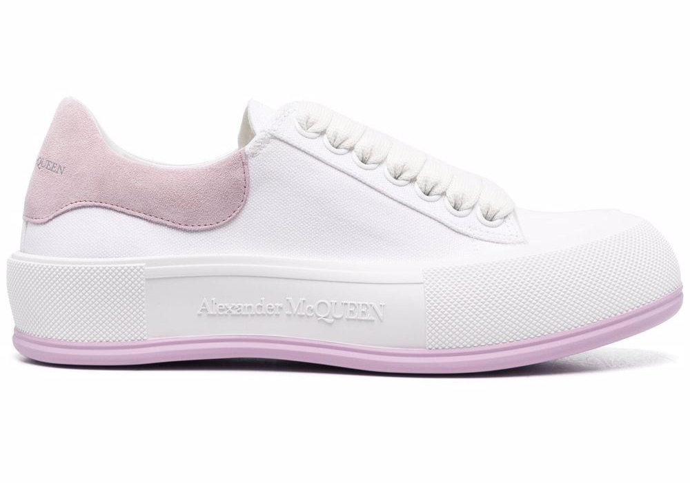 Alexander McQueen Deck Skate Plimsoll Lace-Up White Pink (Women's)
