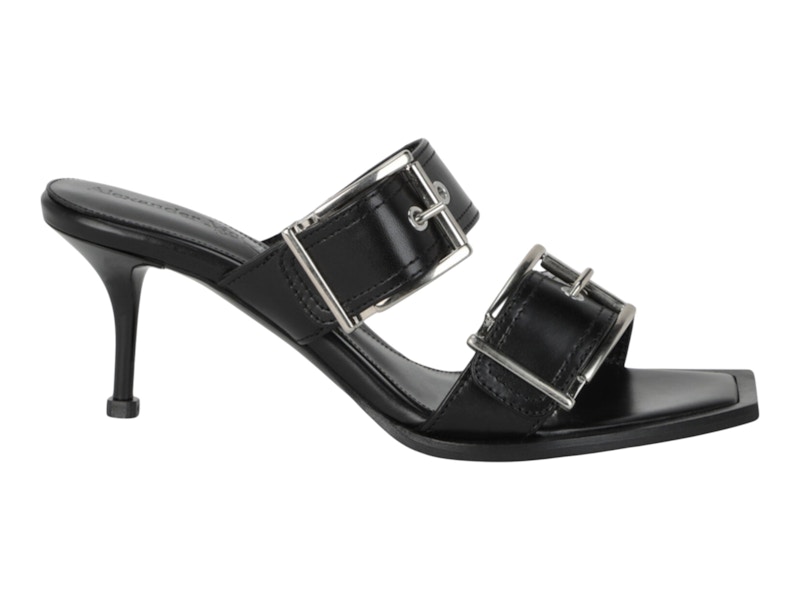 【レア】Alexander McQueen 00's 本人期 ミュール 23.5 Alexander McQueen Double Buckle Punk 3 In Mules Black Silver