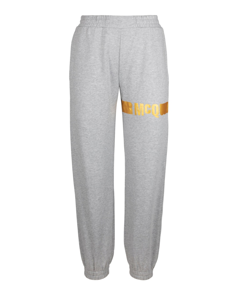 Pre-owned Alexander Mcqueen Men's  Foil Logo Sweatpants In Grey Melange In Gray