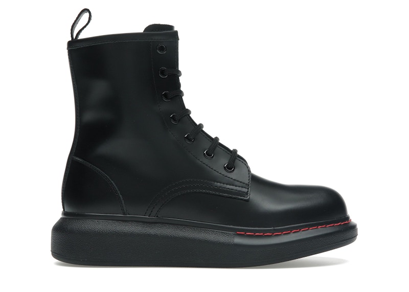 Pre-owned Alexander Mcqueen Glossedleather Platform Ankle Boot (women's) Sneakers In Black/red