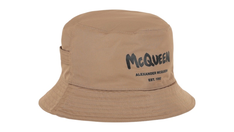 Alexander McQueen Graffiti Bucket Hat Beige Black - US