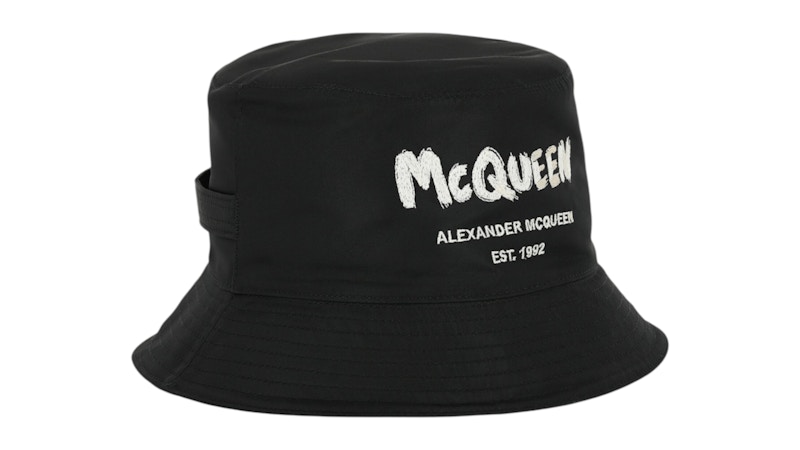 Alexander McQueen Graffiti Bucket Hat Black Ivory - JP