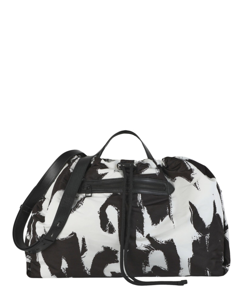Alexander McQueen Graffiti Logo Bundle Bag Black White in