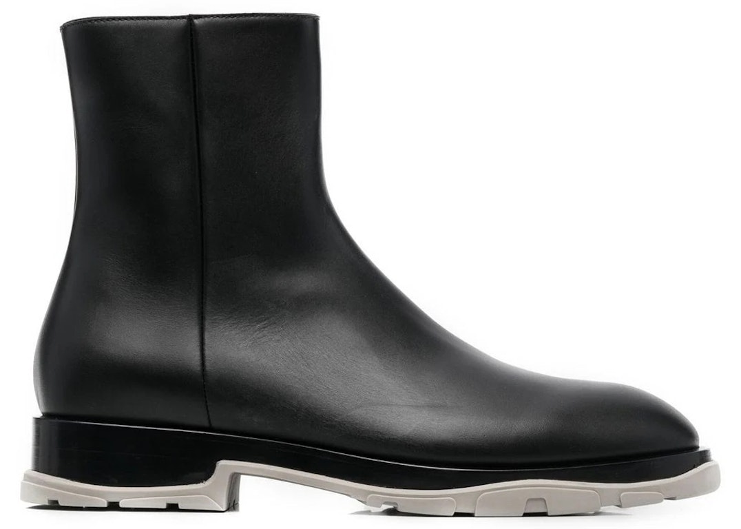 Pre-owned Alexander Mcqueen Half Leather Boot Black Grey In Black/grey