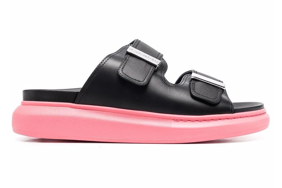 Pre-owned Alexander Mcqueen Hybrid Buckled Rubber Sandals Black Pink (women's) In Black/pink