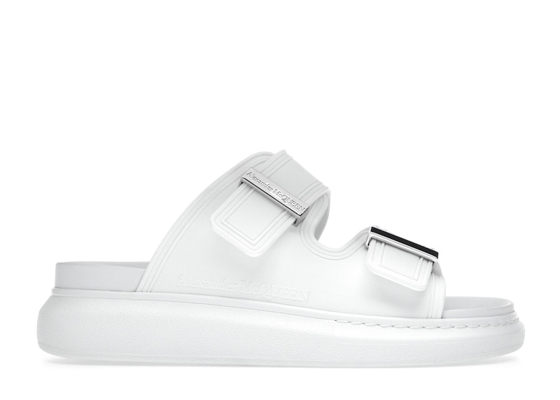 Pre-owned Alexander Mcqueen Hybrid Buckled Rubber Sandals (women's) Sneakers In White