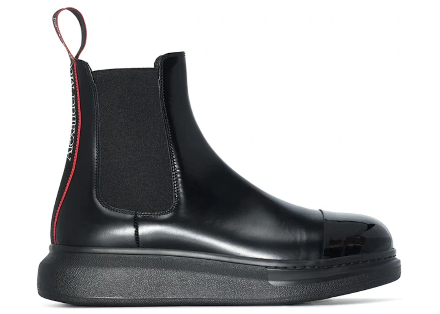 Alexander McQueen Hybrid Leather Chelsea Boot Black Red Men's ...